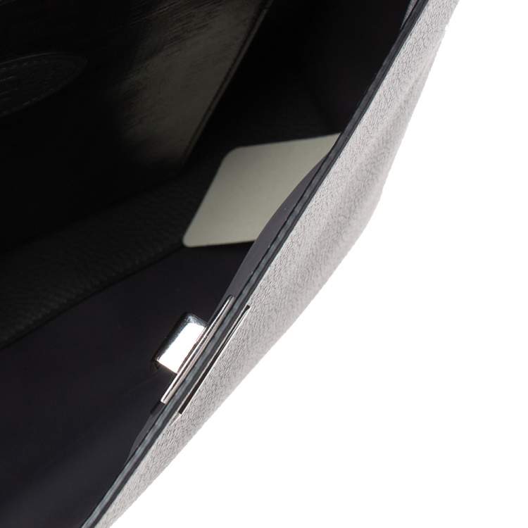 Pre Owned Fendi Grey Leather Peekaboo Iconic Essential Palladium Finish Briefcase