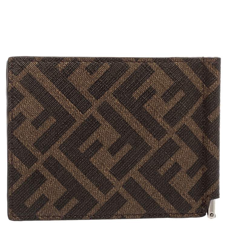 Pre Owned Fendi Tobacco Zucca and Leather Bifold Wallet