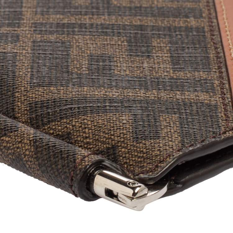 Pre Owned Fendi Tobacco Zucca and Leather Bifold Wallet