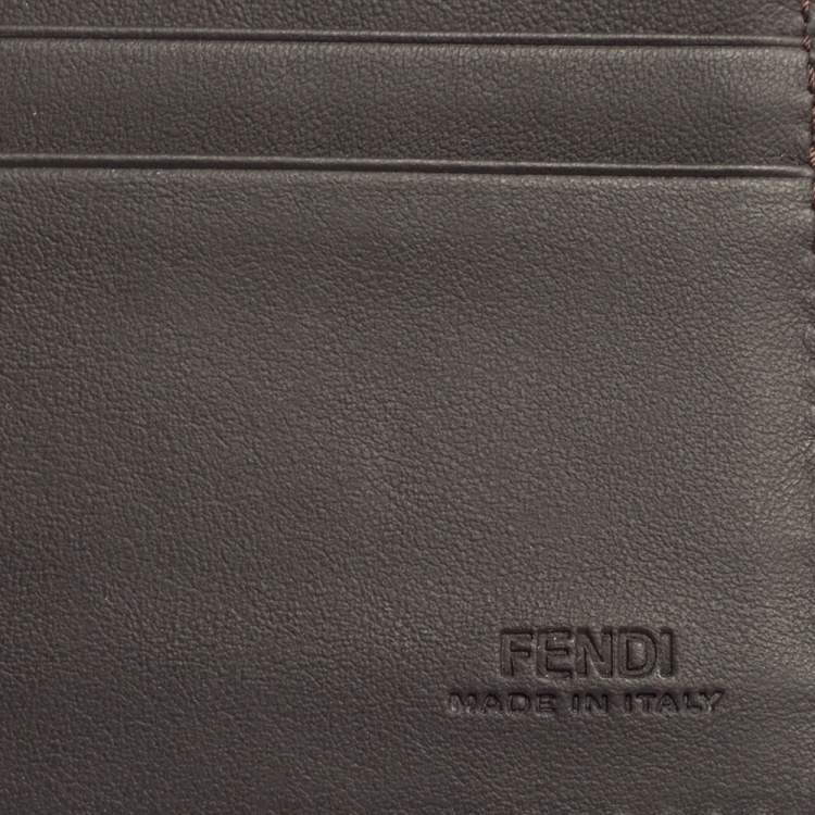 Pre Owned Fendi Tobacco Zucca and Leather Bifold Wallet
