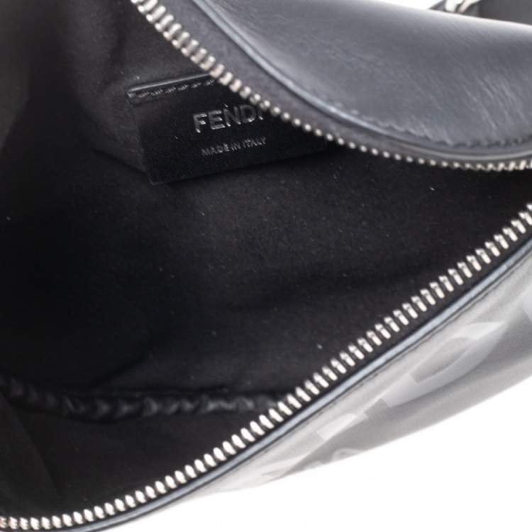 Pre Owned Fendi Black Leather Logo Belt Bag