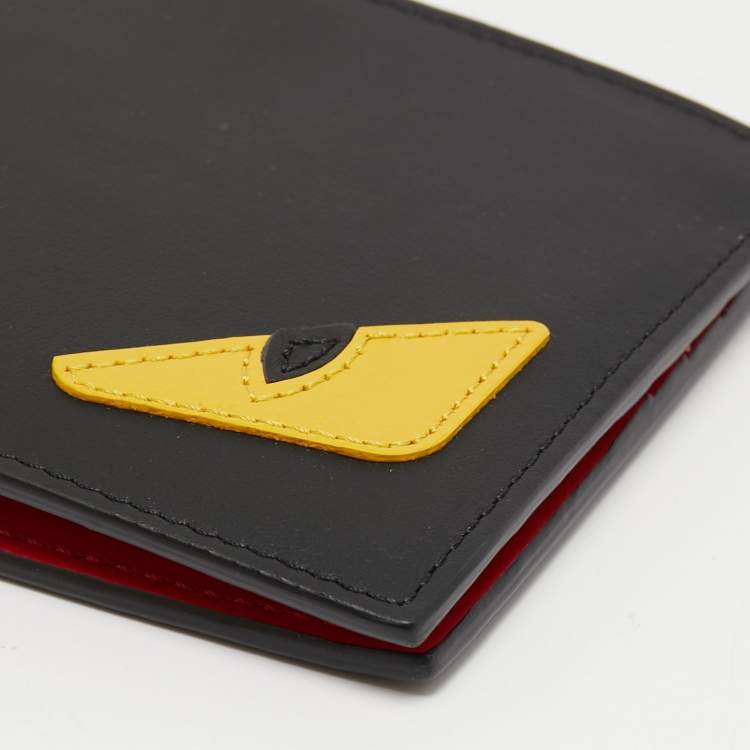 Pre Owned Fendi Black Leather Bug Eyes Bifold Wallet