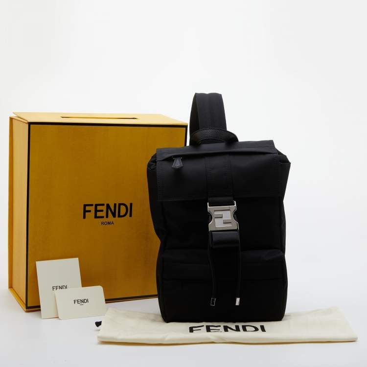 Pre Owned Fendi Black Nylon Small Fendiness Backpack