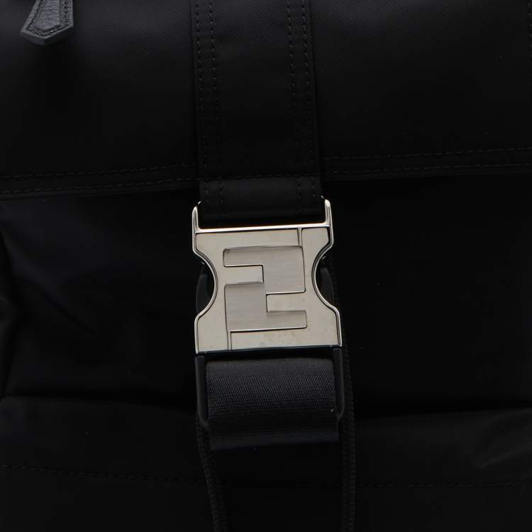 Pre Owned Fendi Black Nylon Small Fendiness Backpack