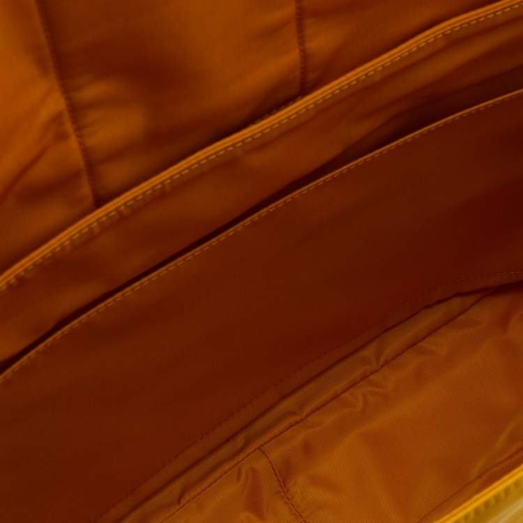 Pre Owned Fendi Yellow Nylon and Leather Large Flap Messenger Bag