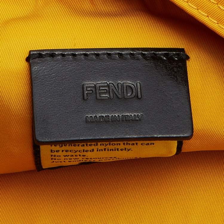 Pre Owned Fendi Yellow Nylon and Leather Large Flap Messenger Bag