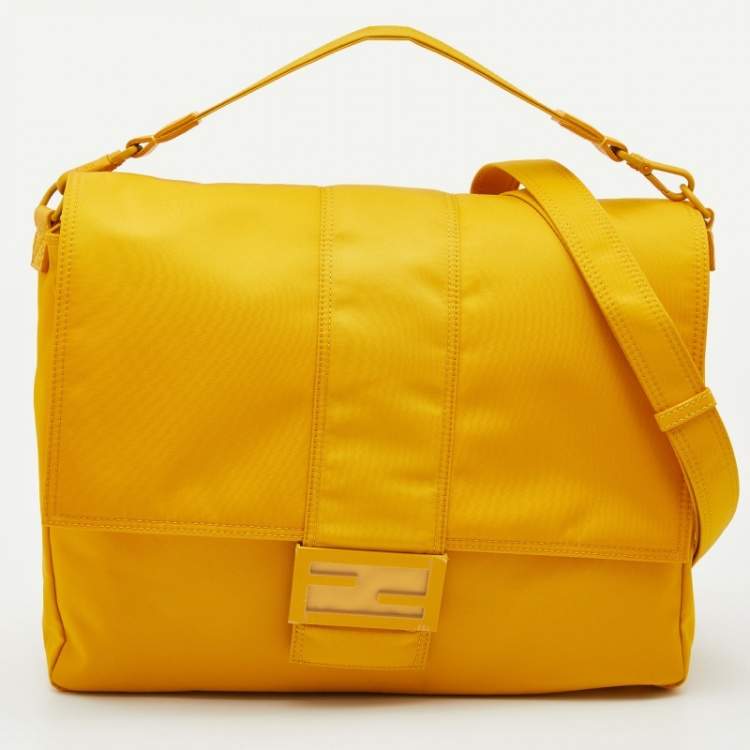 Pouches  Fendi Mens Baguette Pouch Yellow Fabric Bag > All