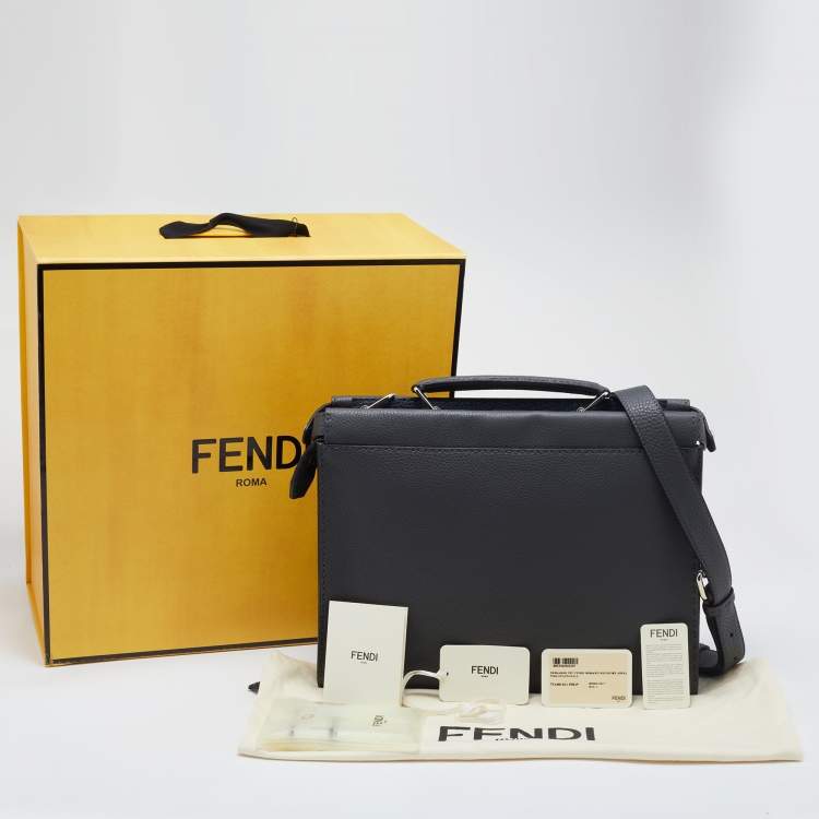 Pre Owned Fendi Grey Selleria Leather Romano Peekaboo ISeeU Briefcase