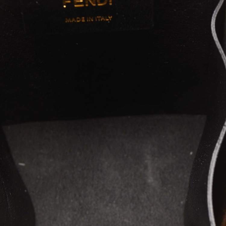 Pre Owned Fendi Yellow Leather Fluffy Logo Vertical Box Crossbody Bag