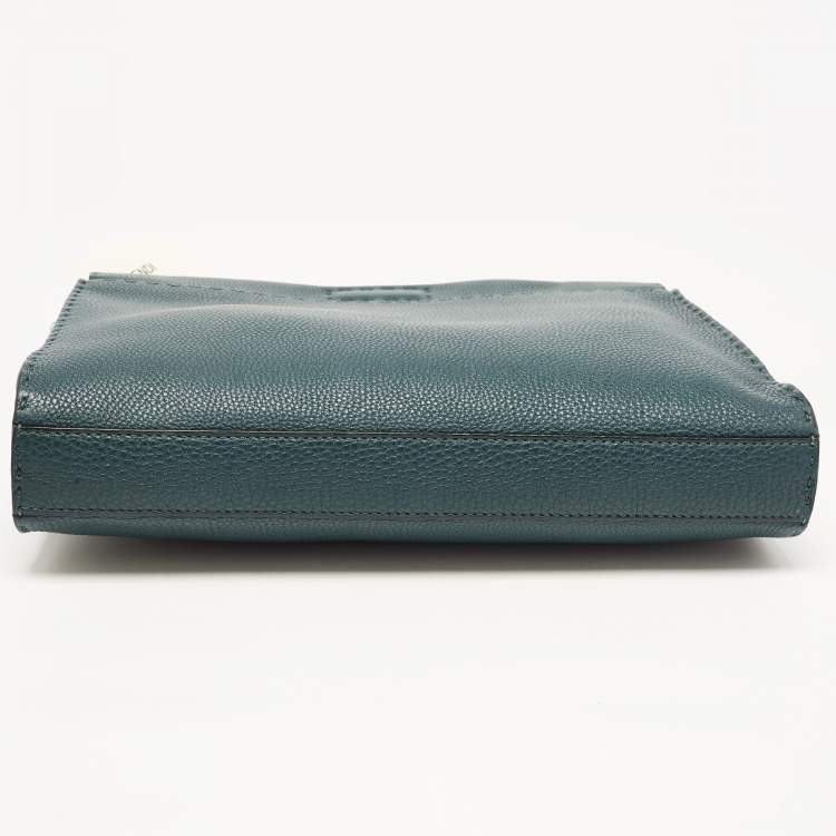 Pre Owned Fendi Dark Green Selleria Leather Peekaboo Fit Briefcase