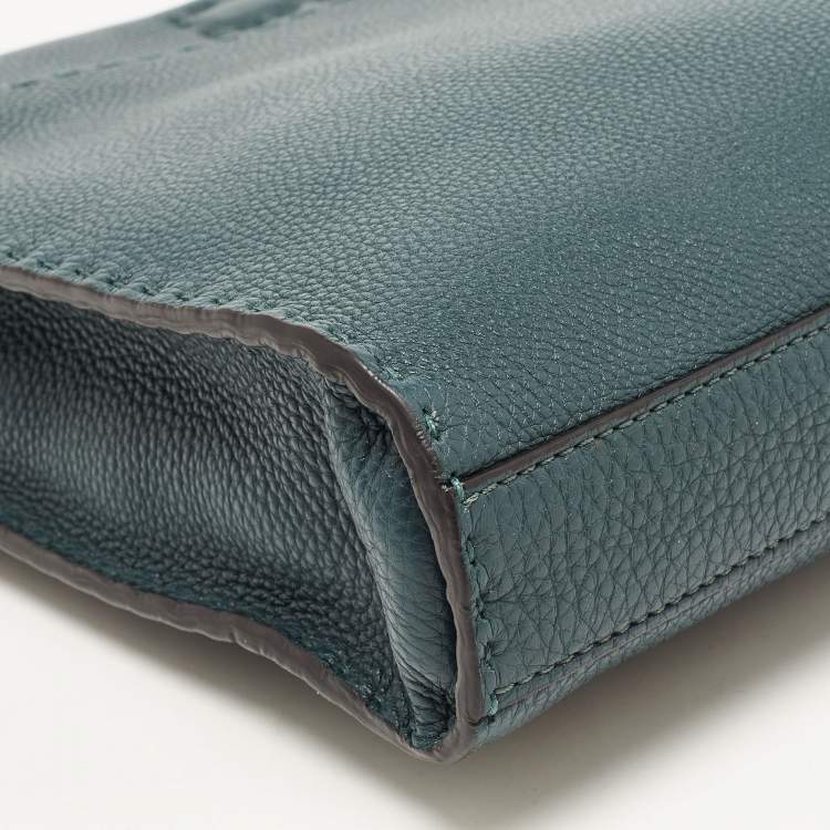 Pre Owned Fendi Dark Green Selleria Leather Peekaboo Fit Briefcase