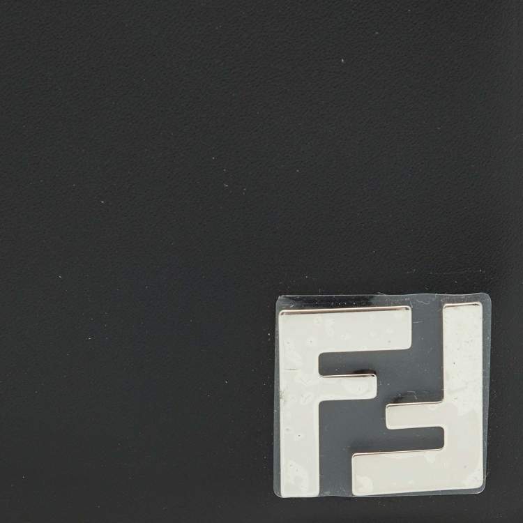 Pre Owned Fendi Black Leather and Coated Canvas Bifold Wallet
