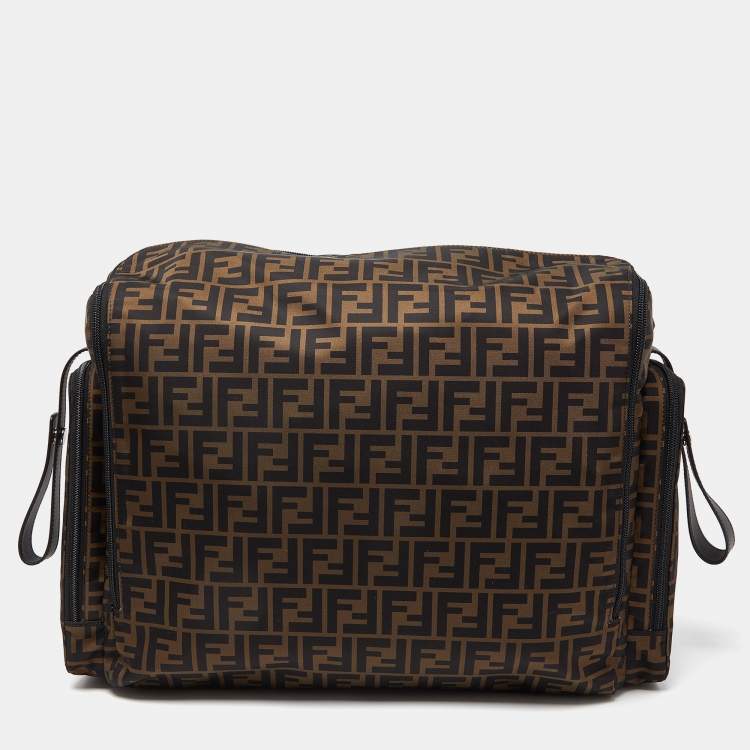 Pre Owned Fendi Tobacco Zucca Nylon and Leather Changing Messenger Bag