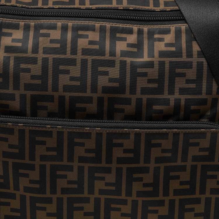 Pre Owned Fendi Tobacco Zucca Nylon and Leather Changing Messenger Bag