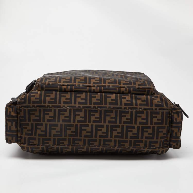 Pre Owned Fendi Tobacco Zucca Nylon and Leather Changing Messenger Bag