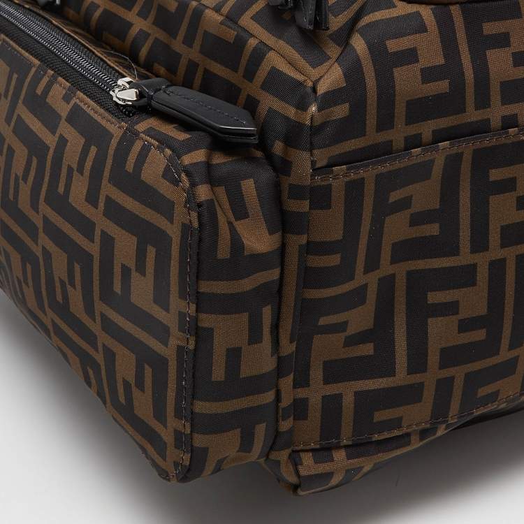 Pre Owned Fendi Tobacco Zucca Nylon and Leather Changing Messenger Bag