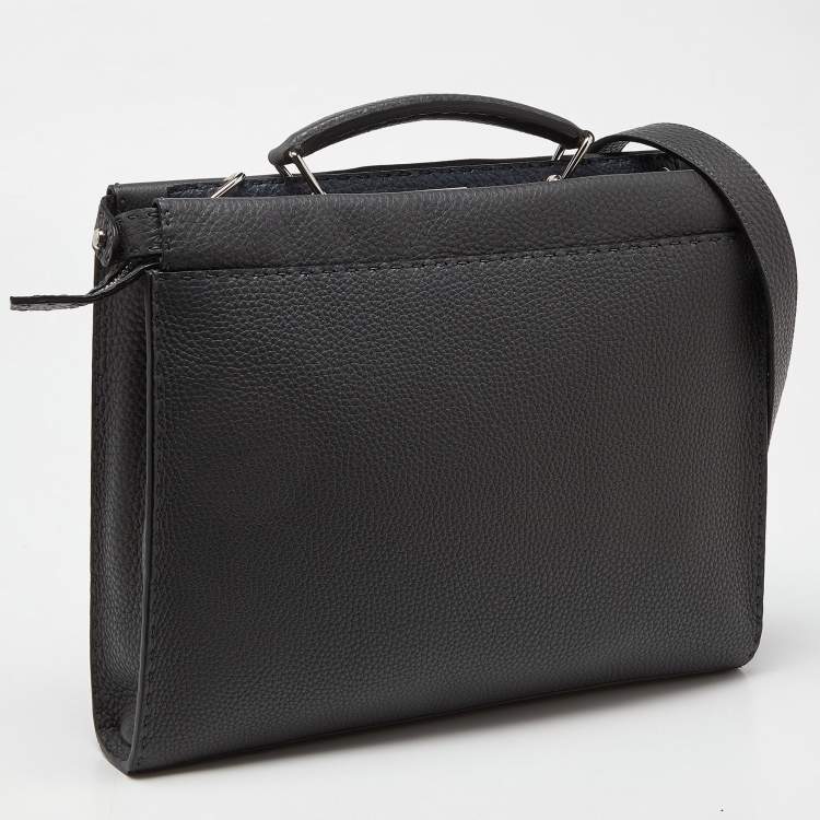 Pre Owned Fendi Grey Romano Selleria Leather Peekaboo ISeeU Briefcase 