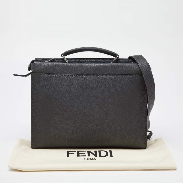 Pre Owned Fendi Grey Romano Selleria Leather Peekaboo ISeeU Briefcase 