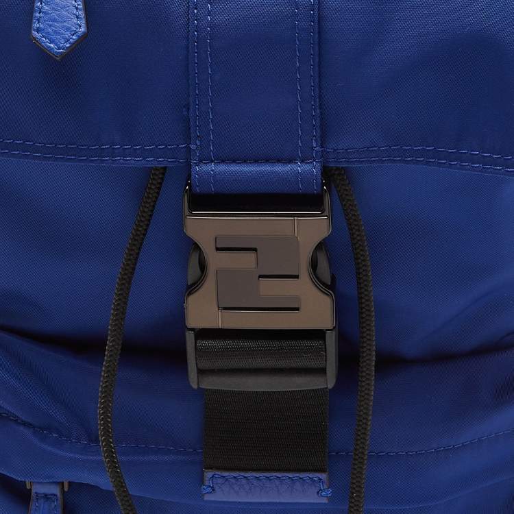 Pre Owned Fendi Blue/Black Nylon Small Fendiness Sling Backpack
