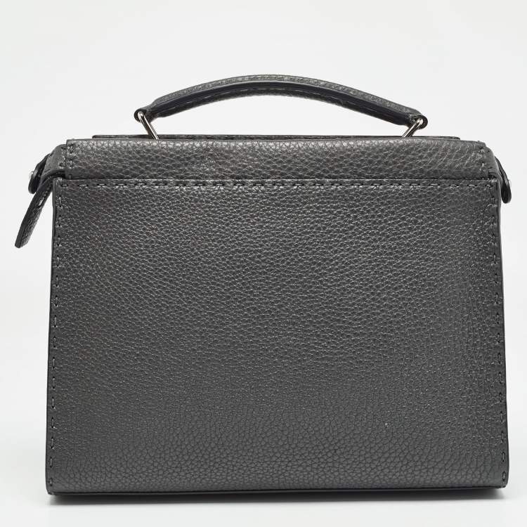 Pre Owned Fendi Grey Selleria Leather Mini Fit Top Handle Bag