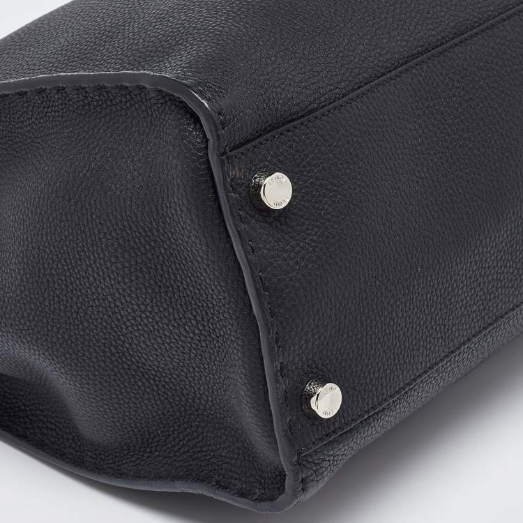 Pre Owned Fendi Black Romano Selleria Leather Peekaboo ISeeU Briefcase