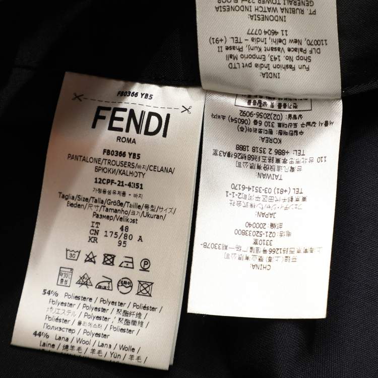 Pre Owned Fendi Navy Blue Wool Blend Trouser M