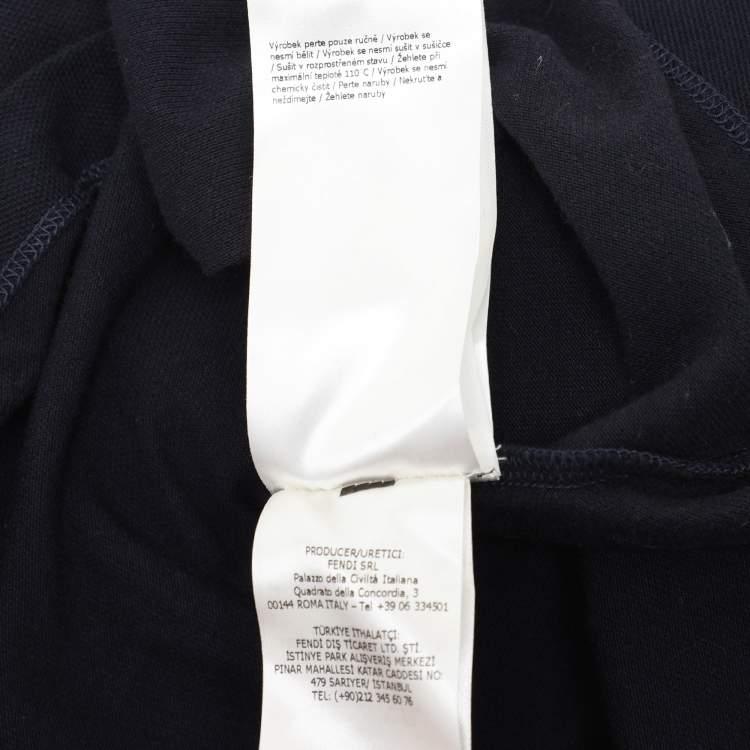 Pre Owned Fendi Navy Blue Cotton Knit Long Sleeve Polo Shirt M