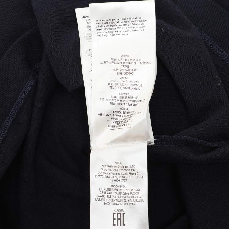 Pre Owned Fendi Navy Blue Cotton Knit Long Sleeve Polo Shirt M