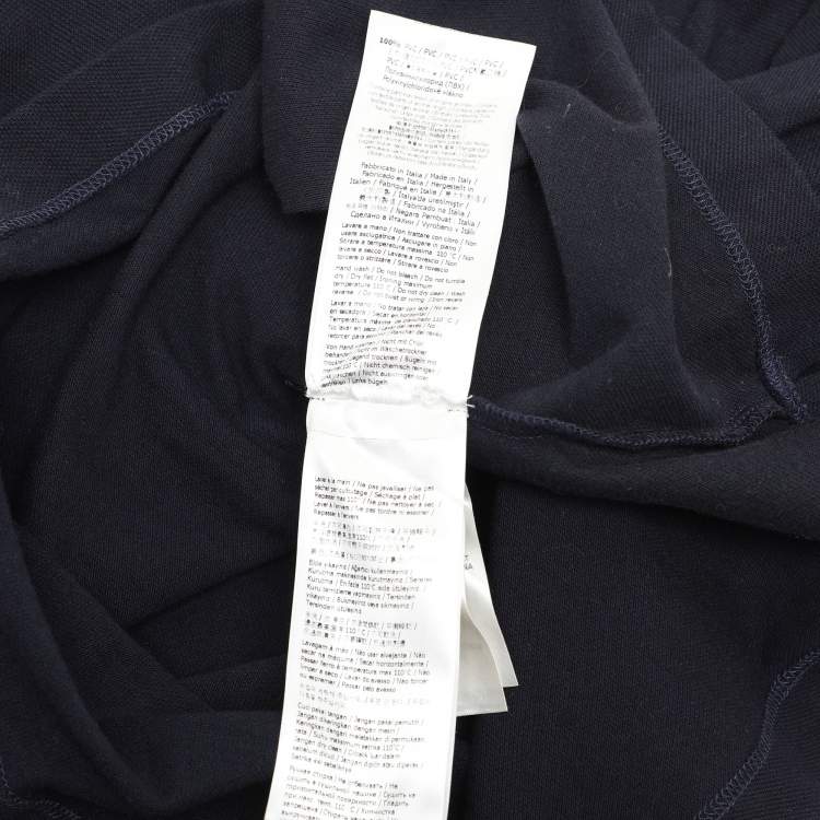 Pre Owned Fendi Navy Blue Cotton Knit Long Sleeve Polo Shirt M