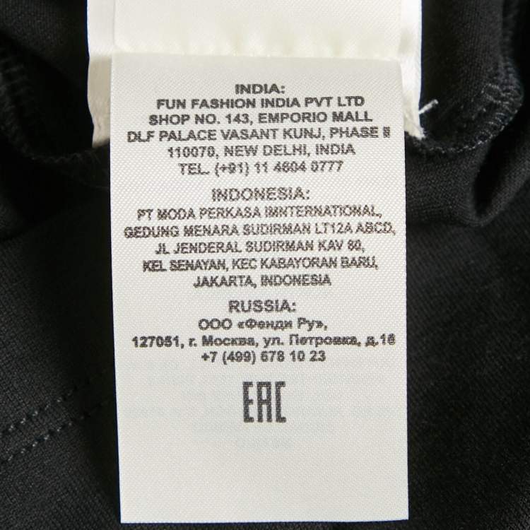 Pre Owned Fendi Black Logo Embroidered Cotton Half Sleeve T-Shirt XL