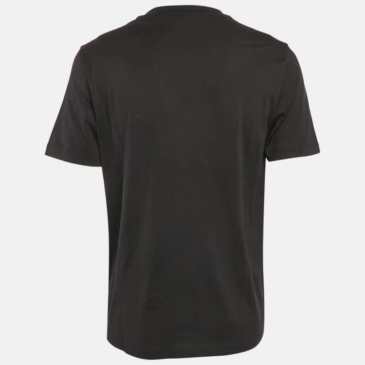 Pre Owned Fendi Black Logo Embroidered Cotton Half Sleeve T-Shirt XL