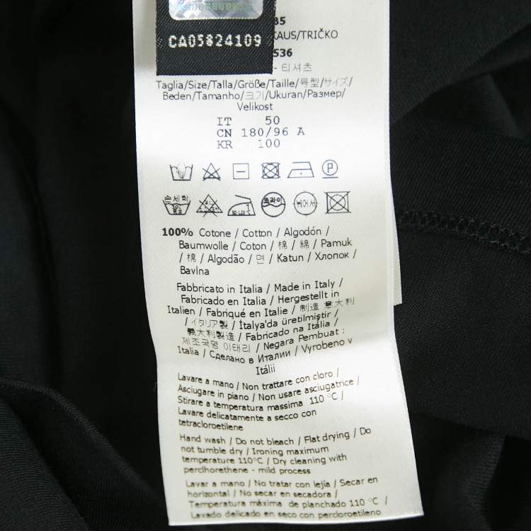 Pre Owned Fendi Black Logo Embroidered Cotton Crew Neck T-Shirt L