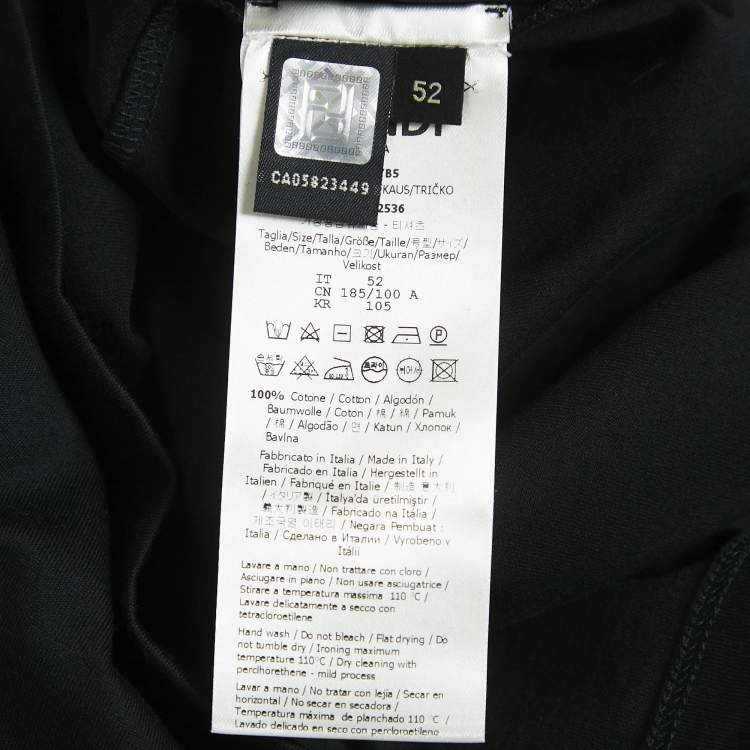 Pre Owned Fendi Black Logo Embroidery Cotton Crew Neck Divisa T-Shirt XL