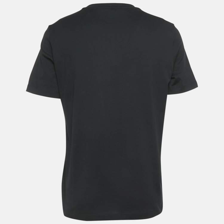 Pre Owned Fendi Black Logo Embroidery Cotton Crew Neck Divisa T-Shirt XL