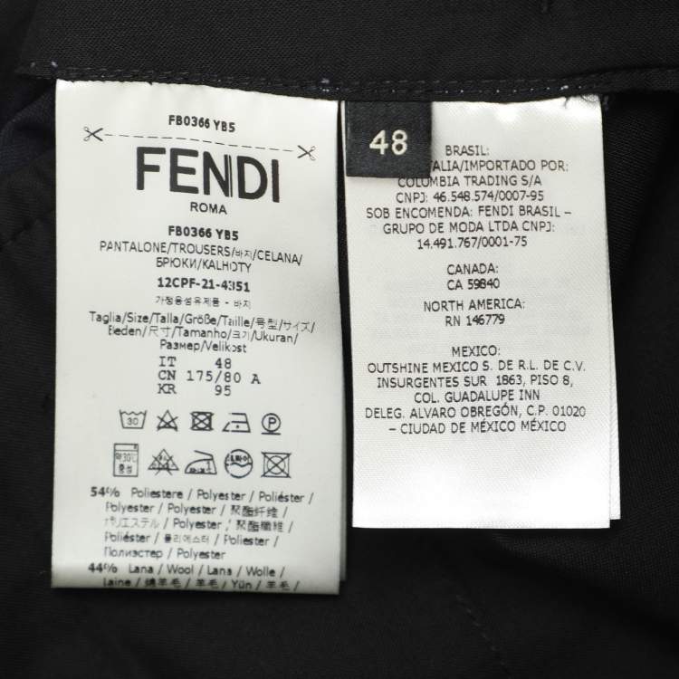 Pre Owned Fendi Blue Imperial Stretch Wool Blend Trouser M