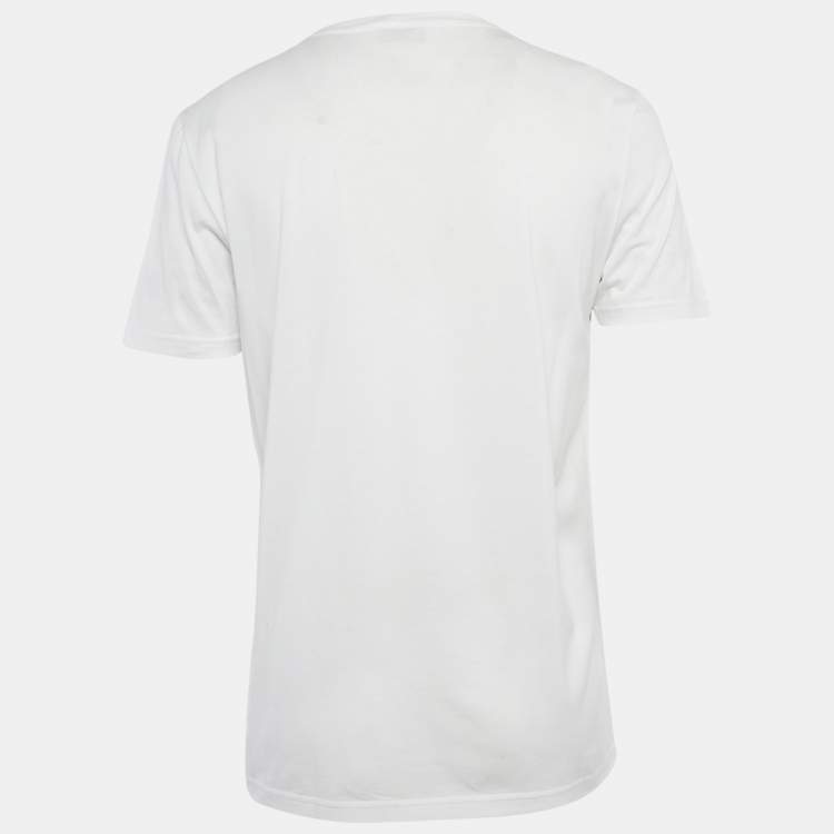 Pre Owned Fendi White FF Logo Applique Cotton T-Shirt XL