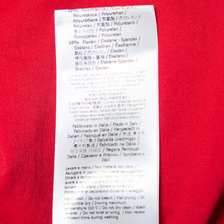 Pre Owned Fendi Red Cotton Laser Cut Monster Eyes Crewneck T-shirt S