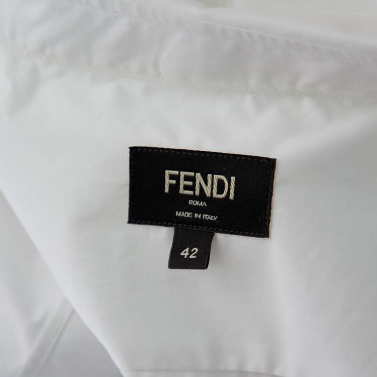 Pre Owned Fendi White Cotton Button Front Shirt XL