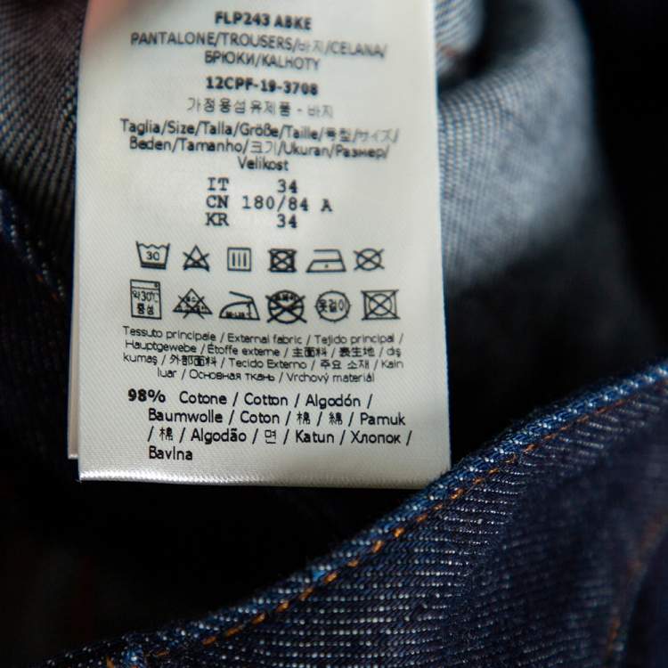 Pre Owned Fendi Navy Blue Denim Camo Pocket Detail Tapered Jeans XS