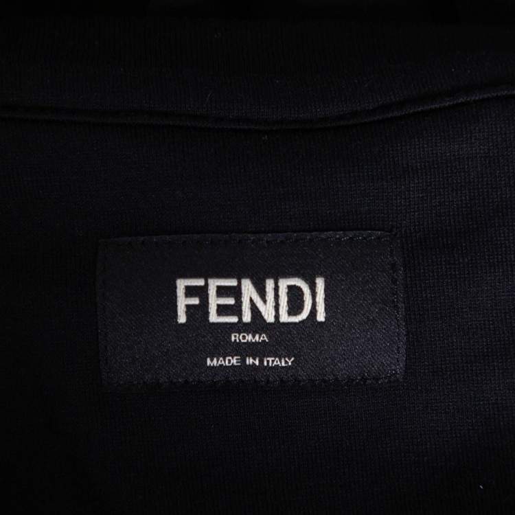 Pre Owned Fendi Black Cotton Logo Embellished Short Sleeve T-Shirt S