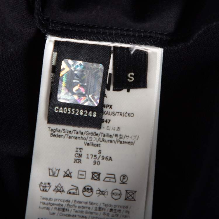 Pre Owned Fendi Black Cotton Logo Embellished Short Sleeve T-Shirt S