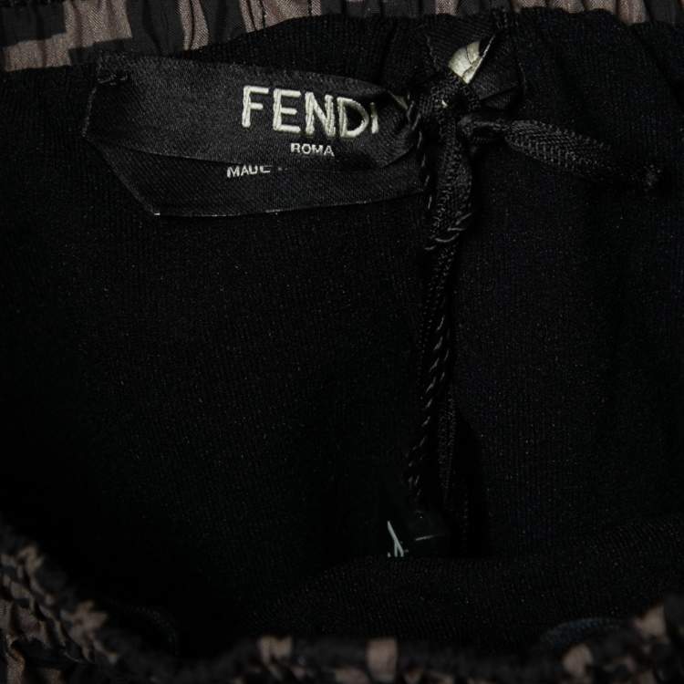 مملوكة مسبقًا Fendi Green Zucca Monogram Synthetic Swim Shorts S