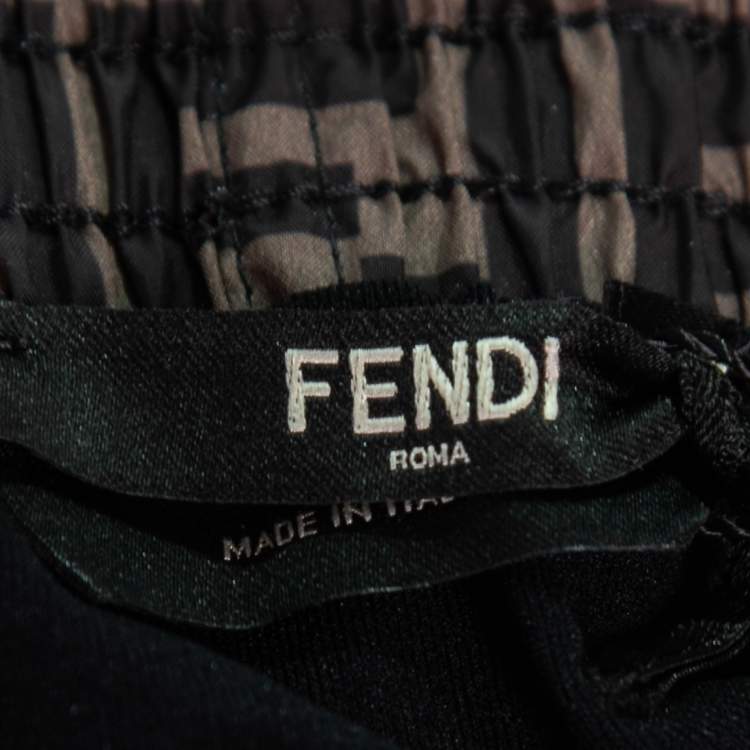 مملوكة مسبقًا Fendi Green Zucca Monogram Synthetic Swim Shorts S