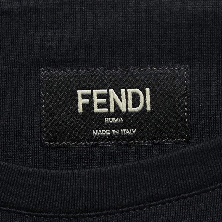 Pre Owned Fendi Black Cotton FF Applique T-Shirt M