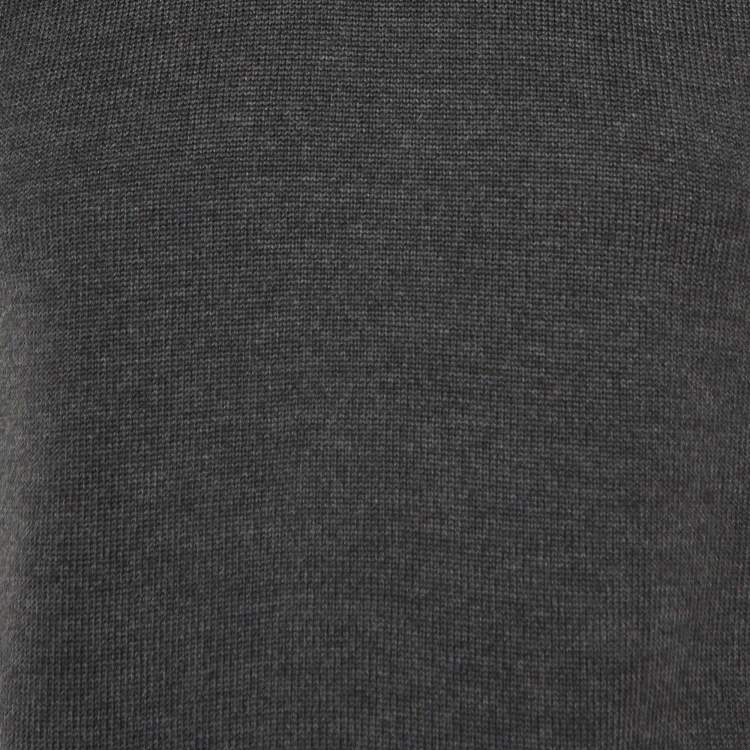 Pre Owned Fendi Charcoal Grey Fleece Wool Sweater Vest M