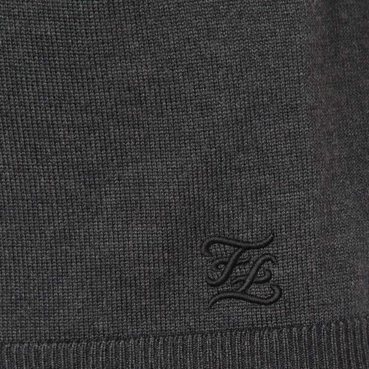Pre Owned Fendi Charcoal Grey Fleece Wool Sweater Vest M