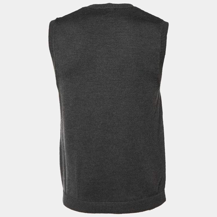 Pre Owned Fendi Charcoal Grey Fleece Wool Sweater Vest M