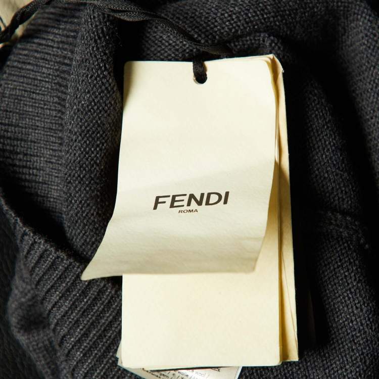 Pre Owned Fendi Charcoal Grey Fleece Wool Sweater Vest M