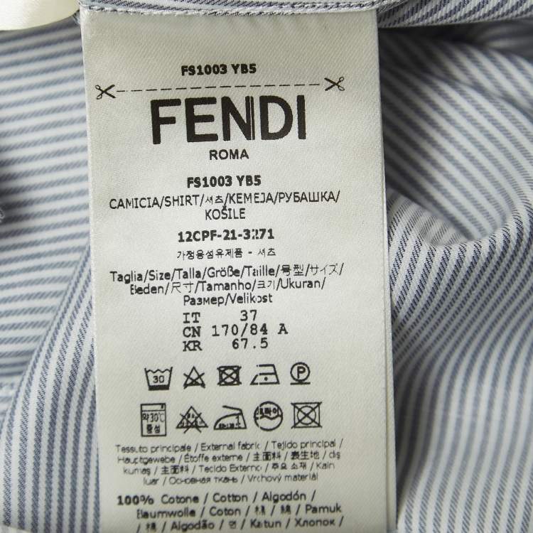 Pre Owned Fendi Black/White Striped Cotton Button Front Shirt S