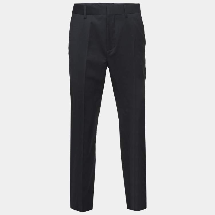 Pre Owned Fendi Black Wool-Blend Trousers L